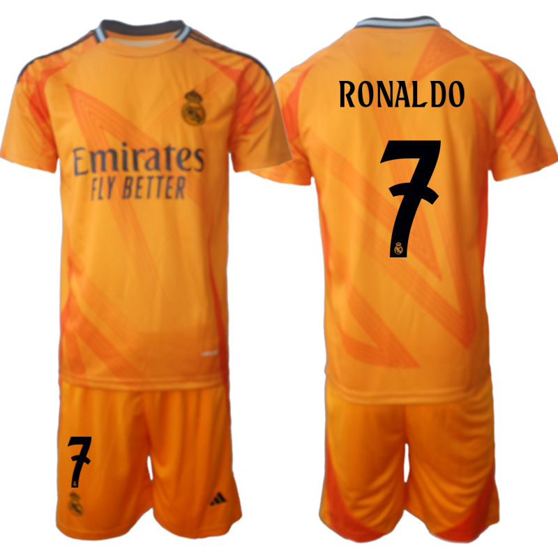Men 2024-2025 Club Real Madrid away orange 7 Soccer Jerseys